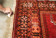 Working on the fringe of a rug